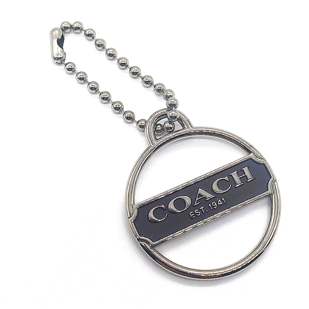 Rare COACH Espresso Enamel Medallion Purse Charm Keychain Fob Tag Retired